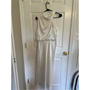 Elegant Asymmetrical White Satin Dress